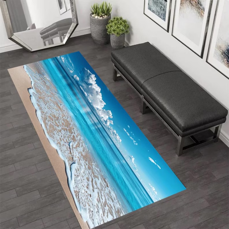 Home Fragrance Ocean Breeze - Alfombra degradada de cielo oceánico 3D,