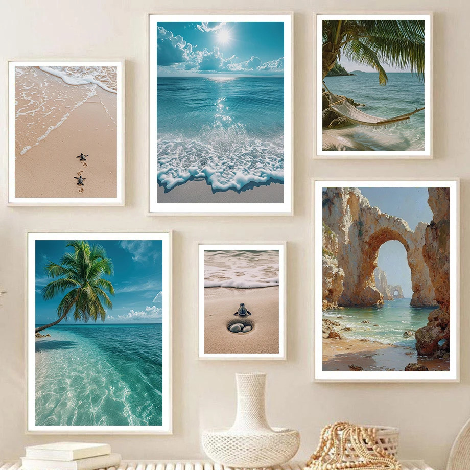 Home Fragrance Ocean Breeze - Póster de paisaje de Playa Turtle